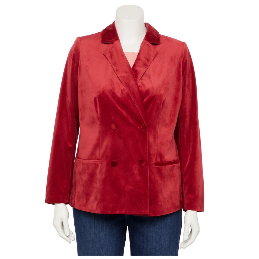 LC Lauren Conrad Women's Rich Red Velvet Blazer